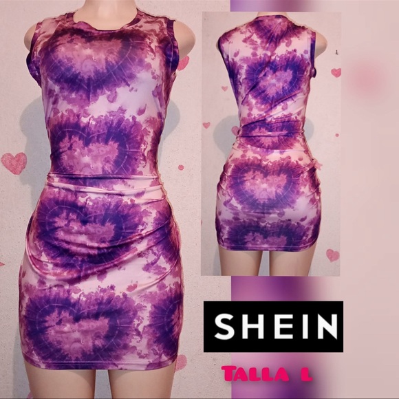 SHEIN Purple Tie-Dye Heart Mini Dress - Picture 2 of 7